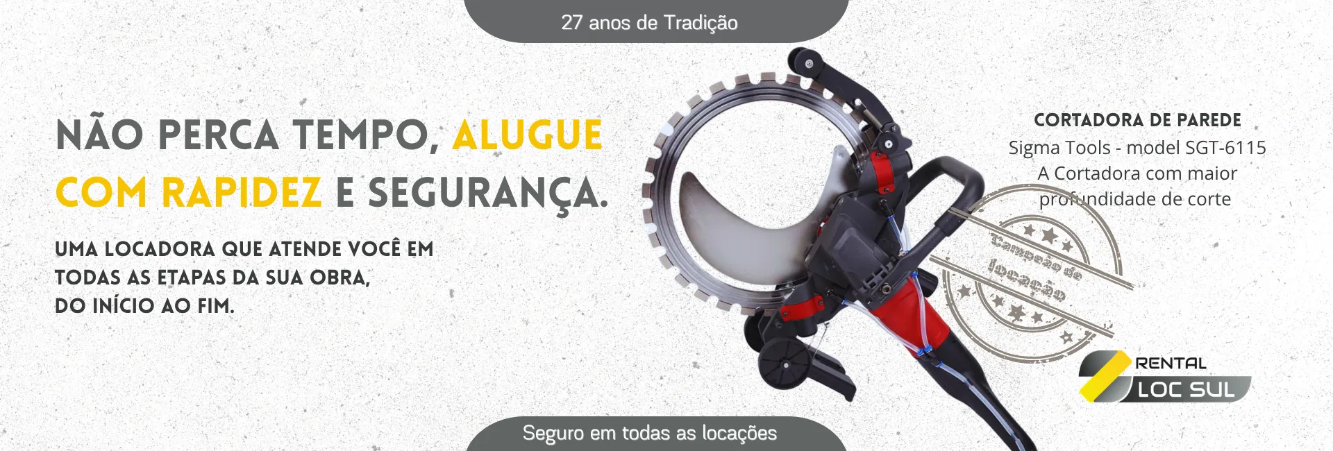 Cortadora de parede para Locação Rental Loc Sul